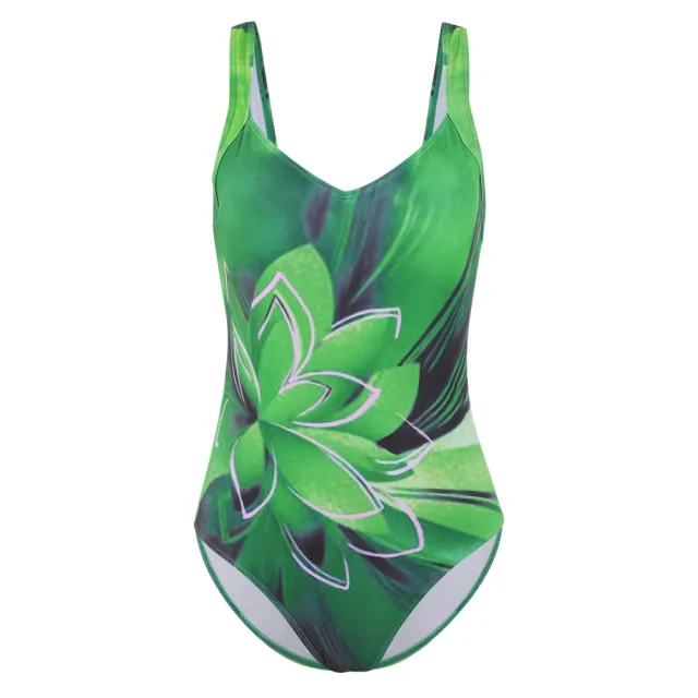 New European And American Lotus One Piece Ladies Bikini Swimsuit Green - Shop at LoveMi