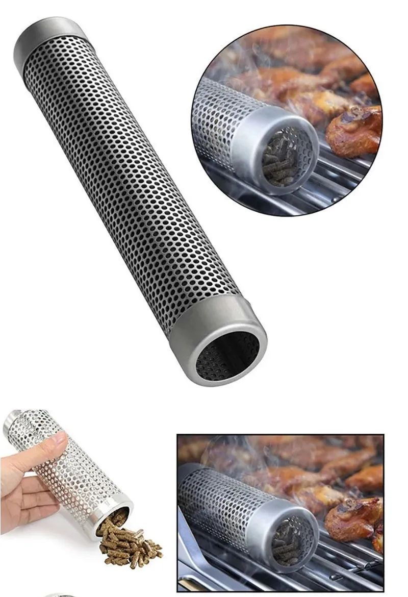 Stainless Steel Smoke Pipe Barbecue Tray Holder Accessories – image 8