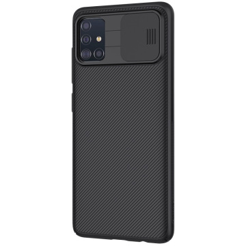 Samsung A71-ի պատյան՝ տեսախցիկի սահող պաշտպանիչ ծածկով, սև հայելի