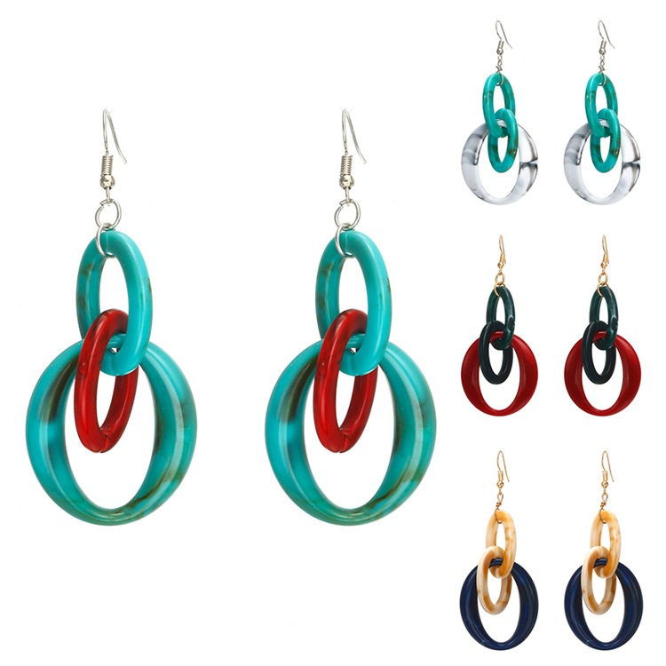 Title 9, Geometric Acrylic Hepburn Wind Color Bump Earrings