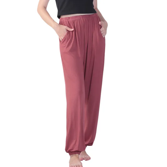 High Waist Elastic Length Plus Size Yoga Track Pants Brick Red - Shop at LoveMi