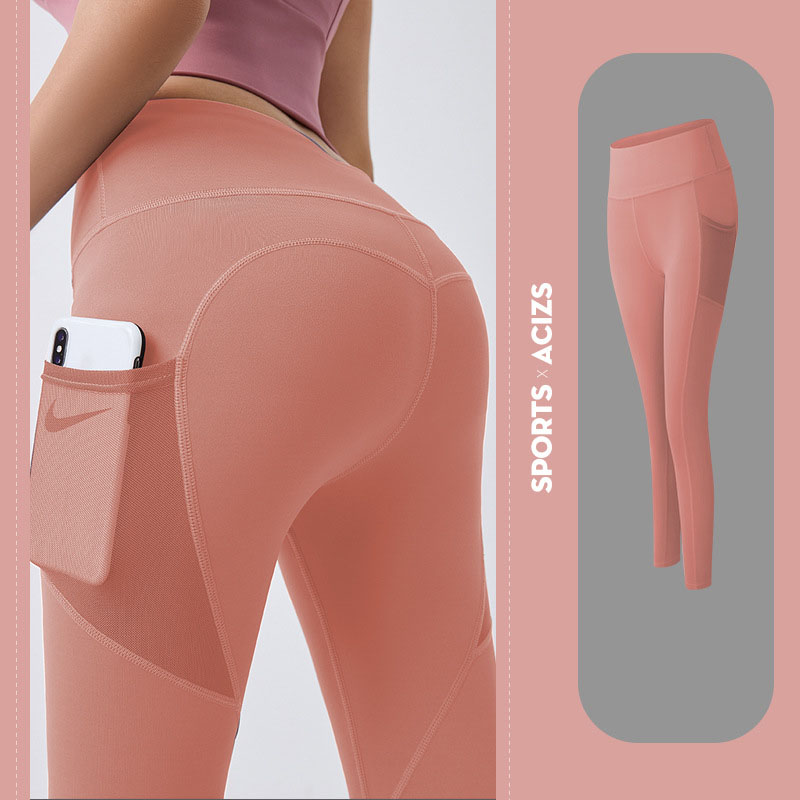 Damen-Yogahose hoch tailliert Po-Lift Workout mit Taschen Kontrolle - Bild 8 von 13