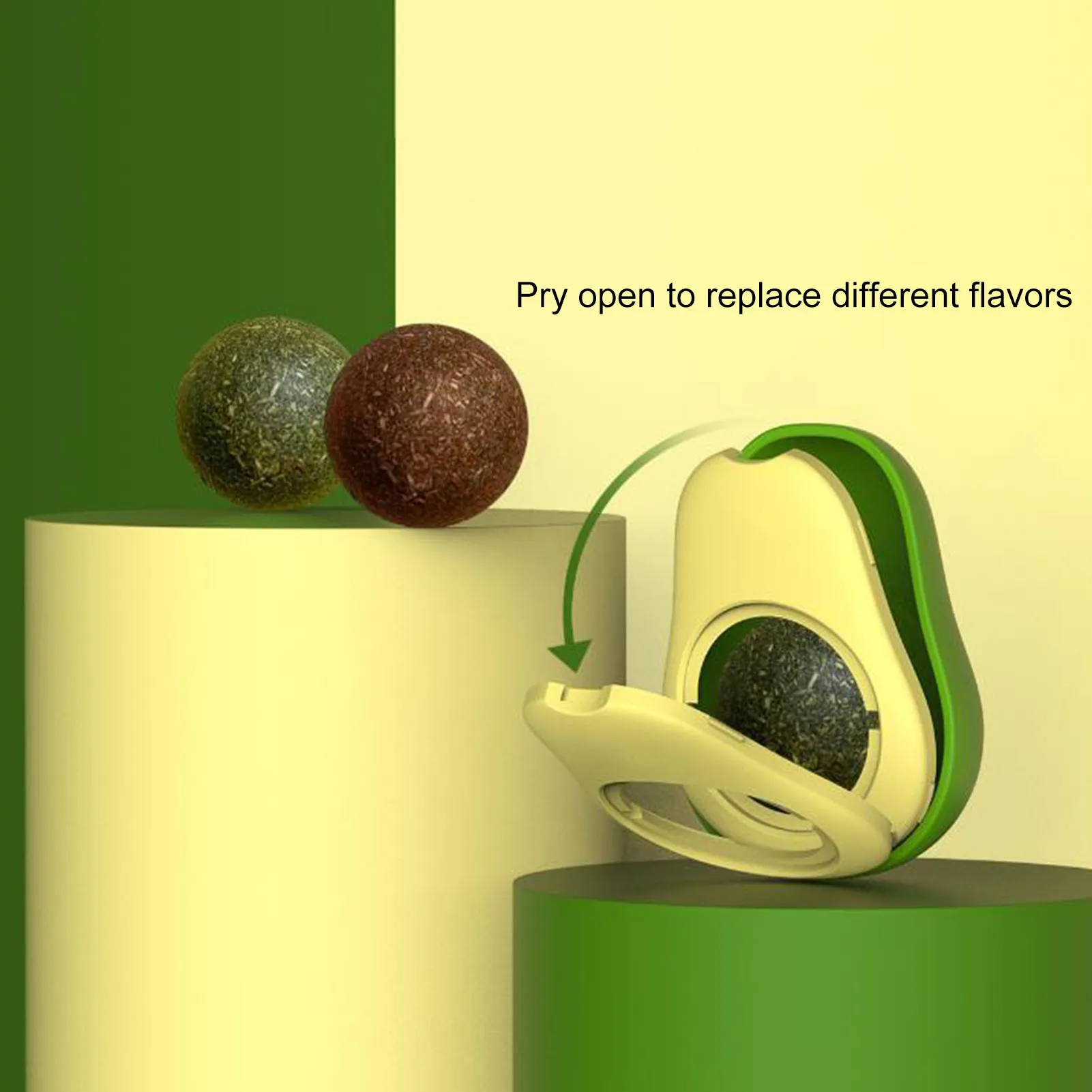 Cute Avocado Catnip Toys Cat Teeth Cleaning Toy Cat Supplies Catnip Mini Cat Treat Toys Interactive Pet Toys Pet Products Pet Avocado Ball Cute Funny Mint Cleaning Teeth Toy For Cat Supplies – image 2