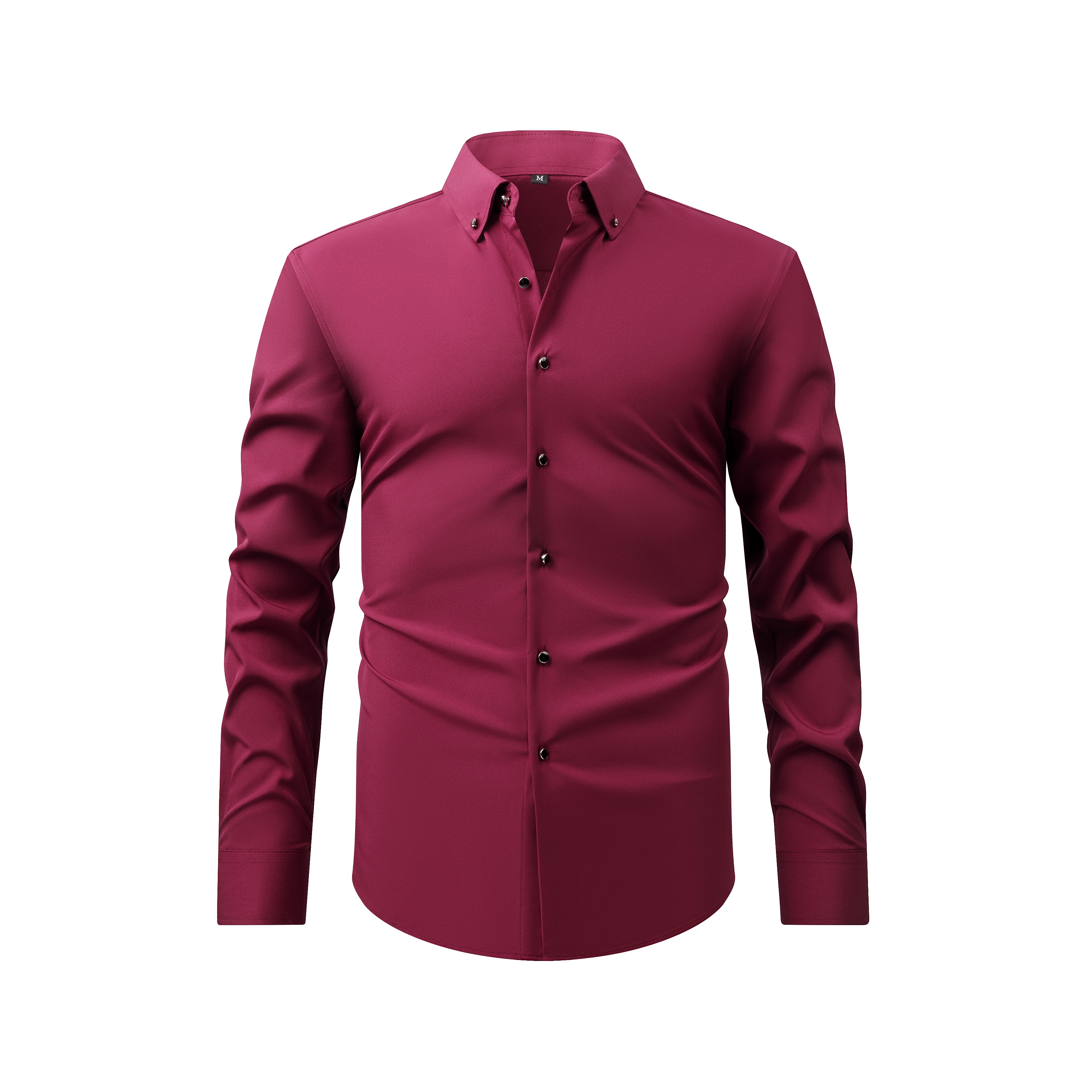 Men's Diamond Button Long Sleeve Shirt, Stretch Fabric, Spring & Autumn, Business Casual, Hot-selling Cross-border Foreign Trade New Top - thumbnail