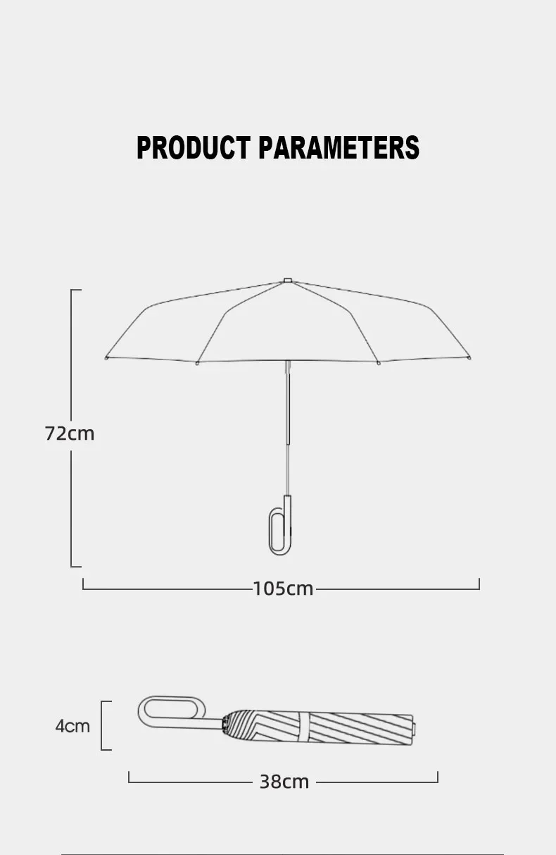 Title 9, Strong Windproof Umbrella Ring Buckle Design Me...