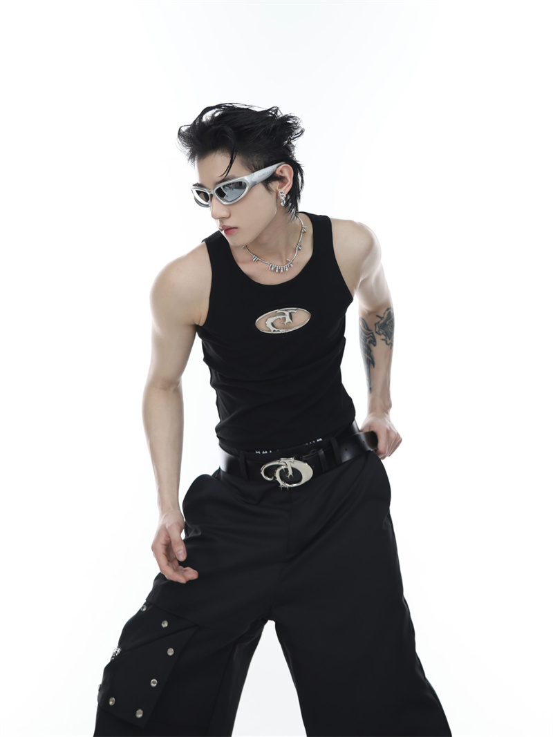 Hollow Men's Design Vest Three-dimensional Pit Pattern Sleeveless