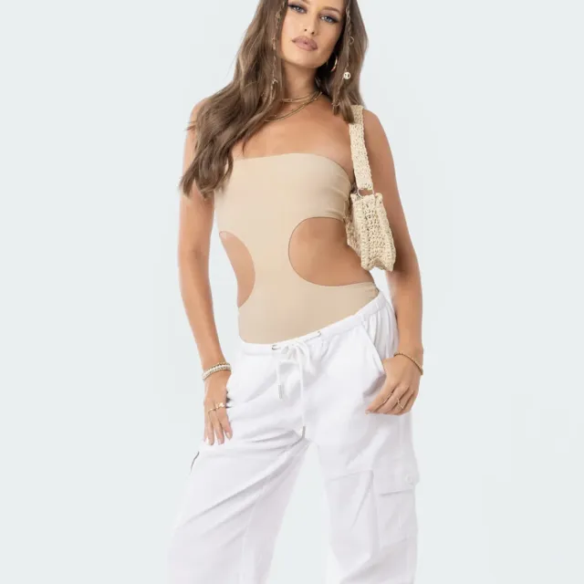 Style Slim One piece Blouse Skin Color L - Shop at LoveMi
