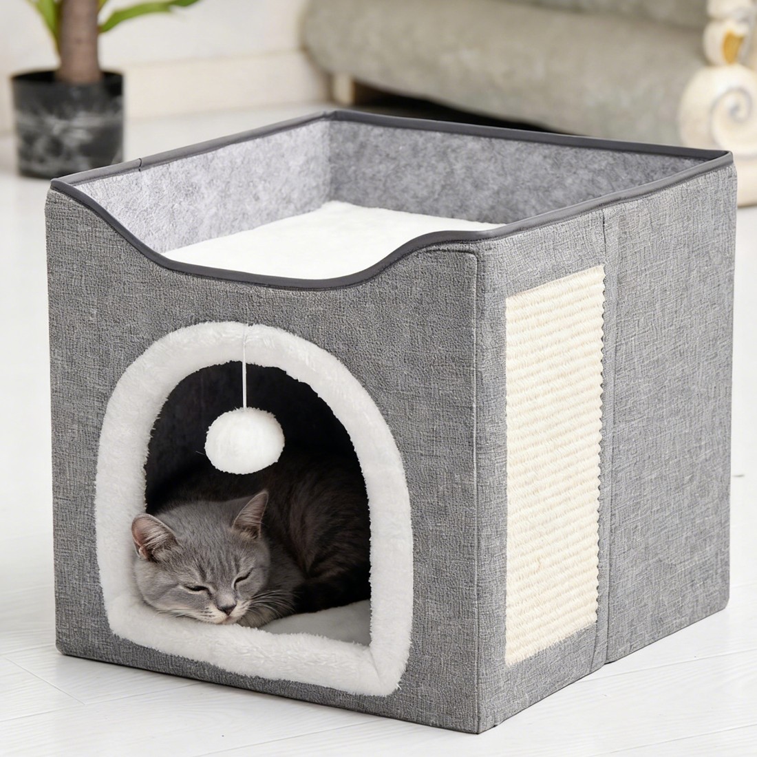 Pet Foldable Storage Cat Shelter Three-dimensional Cage With Scratching Pad — image 2