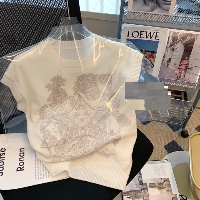 Vintage Japanese Embroidery Sleeveless Sweater Female White - Shop at LoveMi