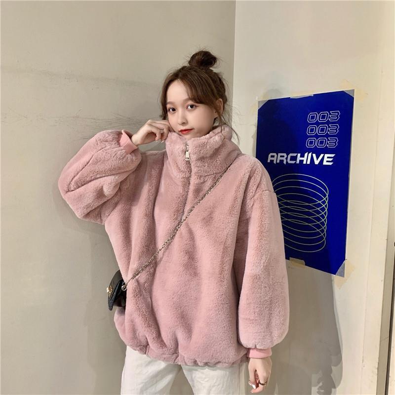 Korean Loose Student Pullover Rex Rabbit Fur Sweater