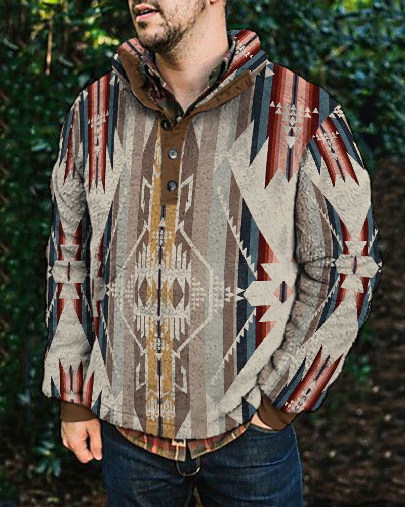 Autumn And Winter Casual Button Pocket Flannel Plush Men's Sweater