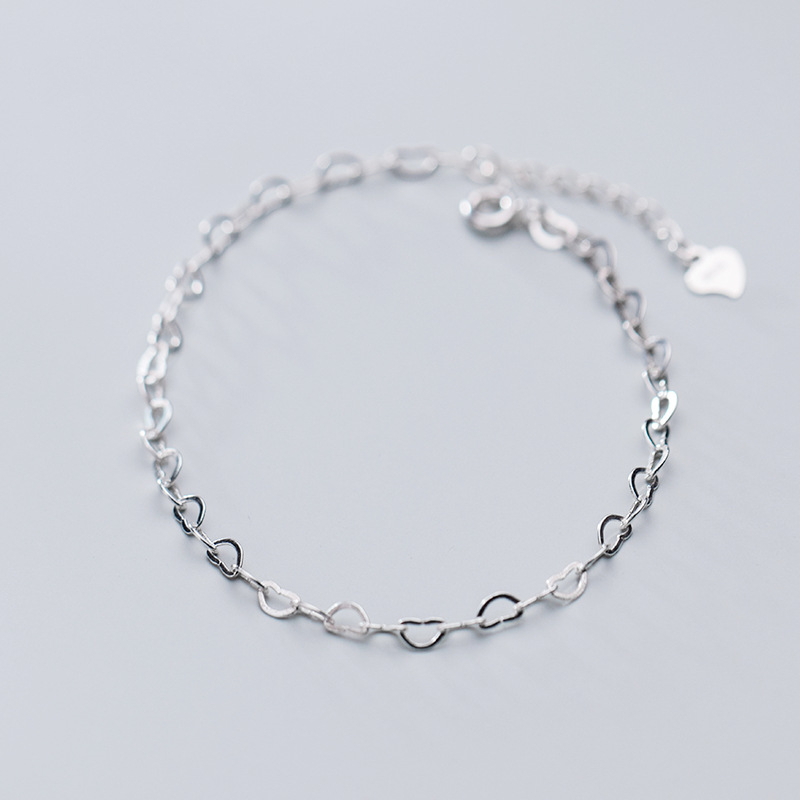 Title 6, S925 Silver Cute Hollow Heart Interlocking Brac...