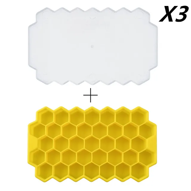 Honeycomb silicone ice tray Yellow 3Pcs - Shop at LoveMi