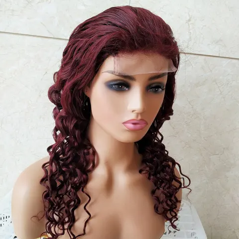 Brazilian Reality Wig Burgundy Lace Headgear 4x4 Loose Wave