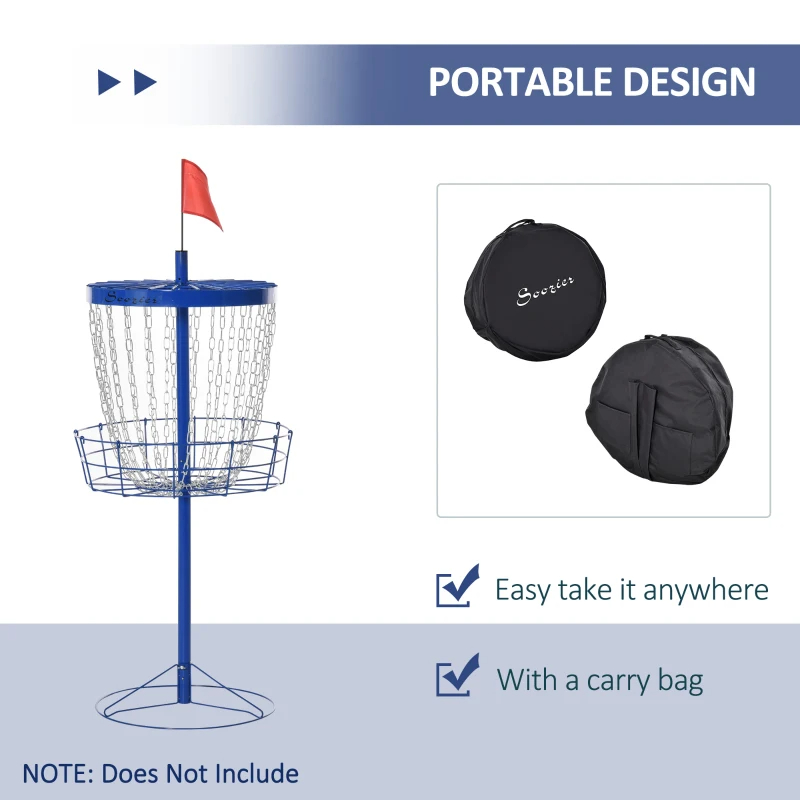 Soozier Portable Disc Golf Basket Target With 24-Chain, Travel Bag, Dark Blue