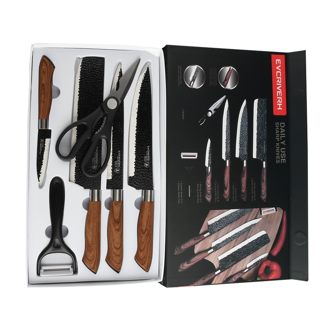 Title 3, Stainless Steel Black Blade Gift Set Knife Kitc...