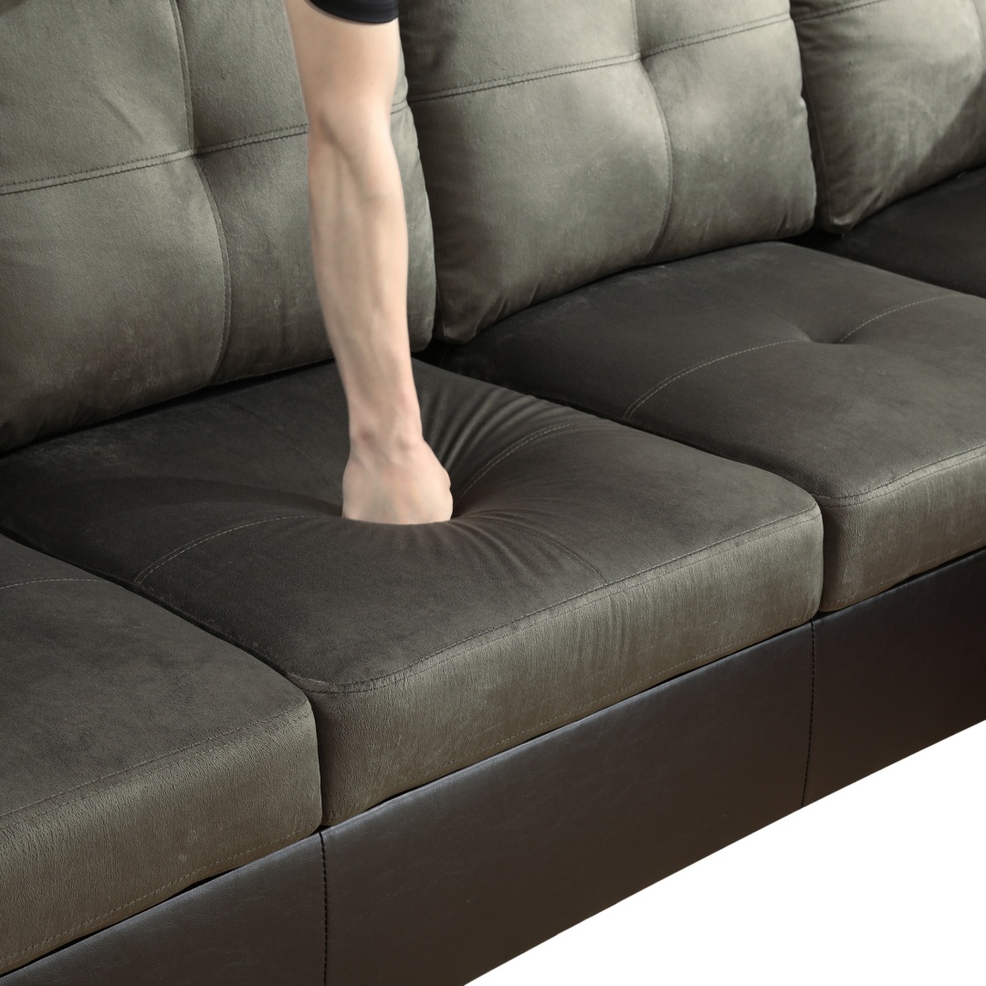 Pickup Only--Taupe Flannel And PVC 3-Piece Couch Living Room Sofa Set