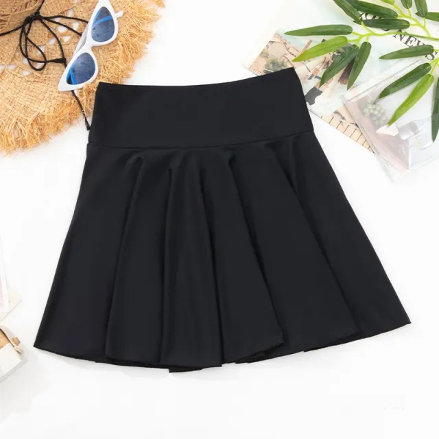 Summer Solid Color Separate Swim Skirt Anti slip Half Skirt Women's Beach High Waist Belly Cover Swimming Sports Bikini Skirt Black - Shop at LoveMi