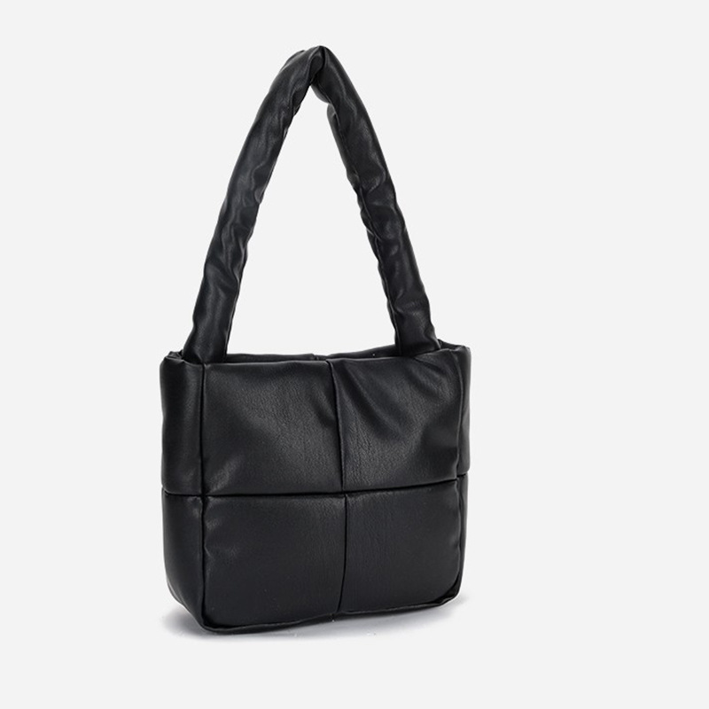 Small Cute Down Handbag Soft Leather Rhomboid