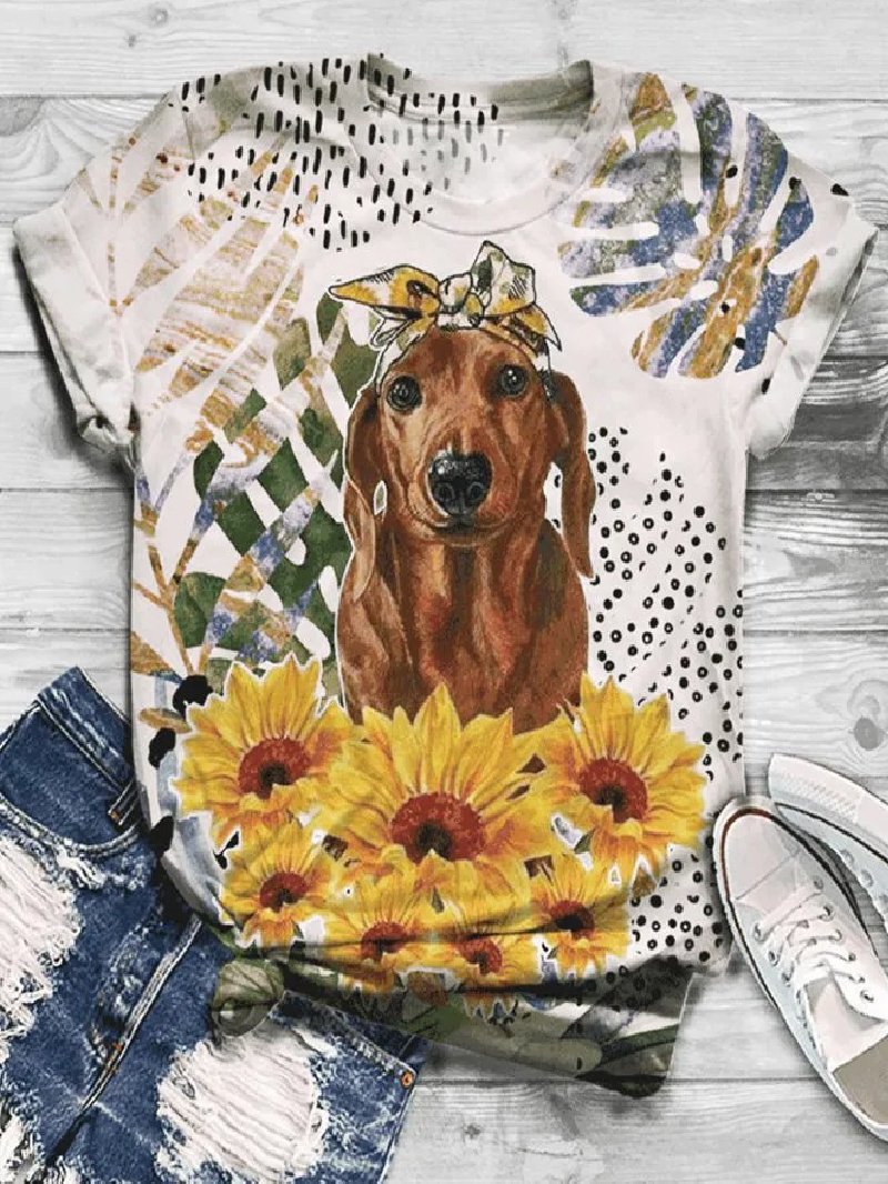 Animal 3D Digital Printed Round Neck Casual Short-sleeved T-shirt