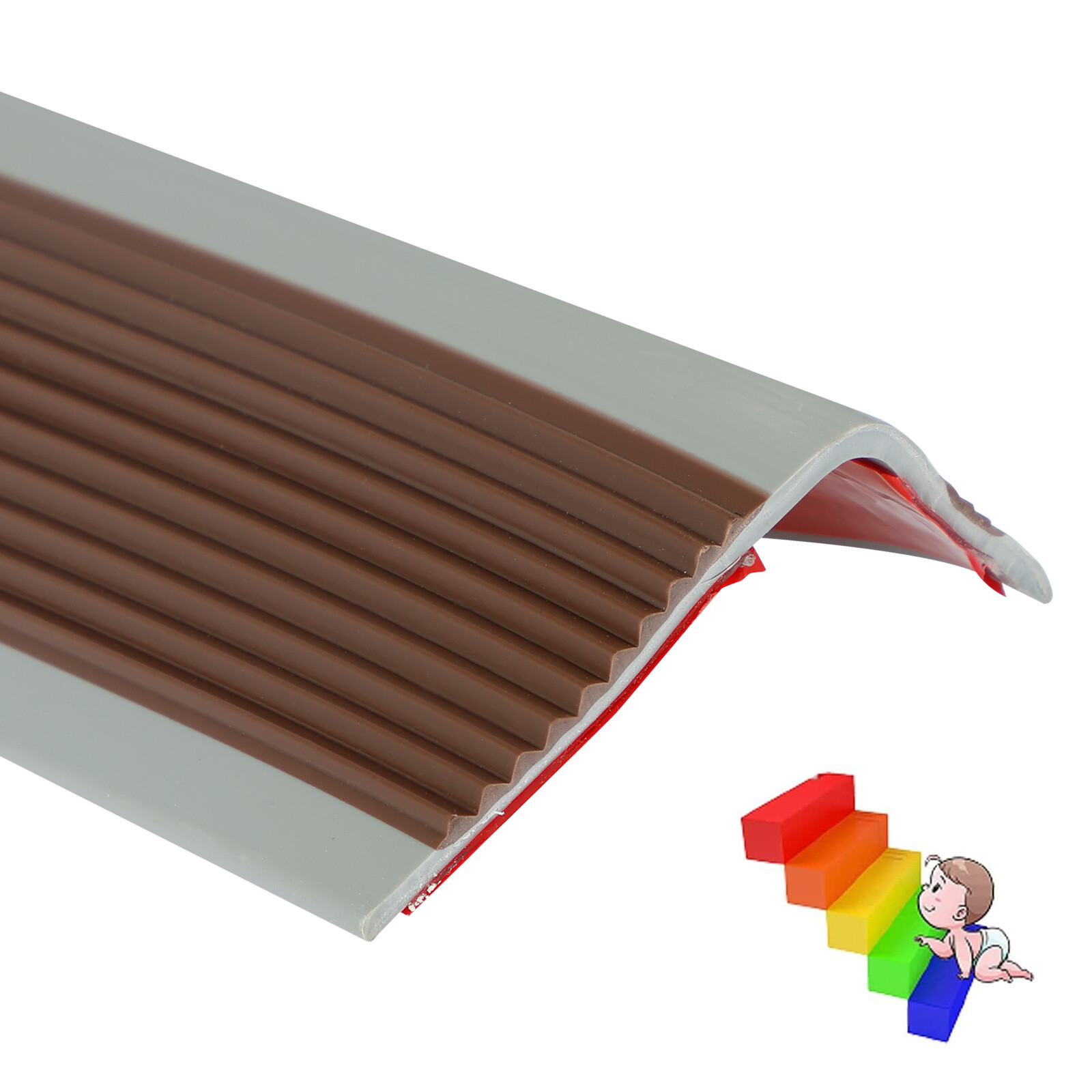 2M Rubber Stair Nosing Edge Trim Anti Slip PVC Angle Step Edging 50x25mm — image 7