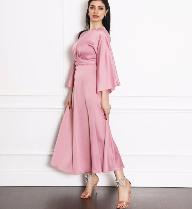 Satin Trumpet-Sleeve Party Dress, picture 5 of 5