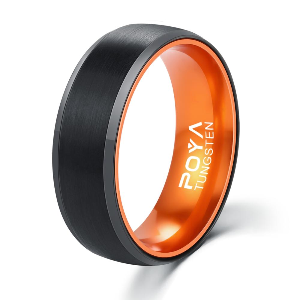 8MM Black Tungsten Steel Shell Orange Inner Ring