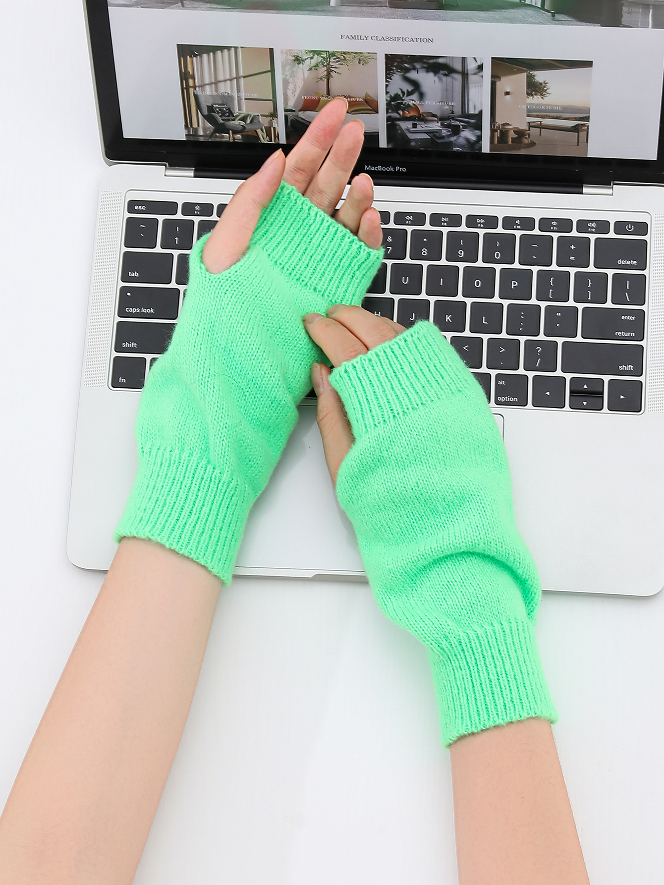 Candy Color Fluorescent Knit Short Solid Color Halloween Gloves Arm Warmer For Party Daily Clubwear — image 1