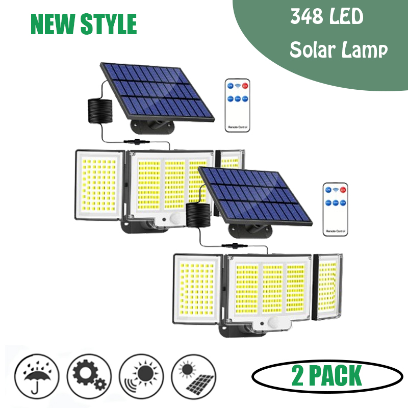 1,2 Pack Solar Lights Outdoor 348 LED Motion Sensor Lights With Remote Control  3 Head Waterproof — foto 4