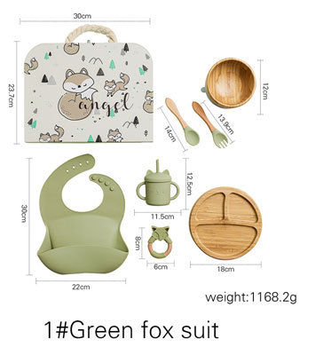 7Pcs Wooden Feeding Tableware Sets Kids Feeding Supplies Bam — foto 8