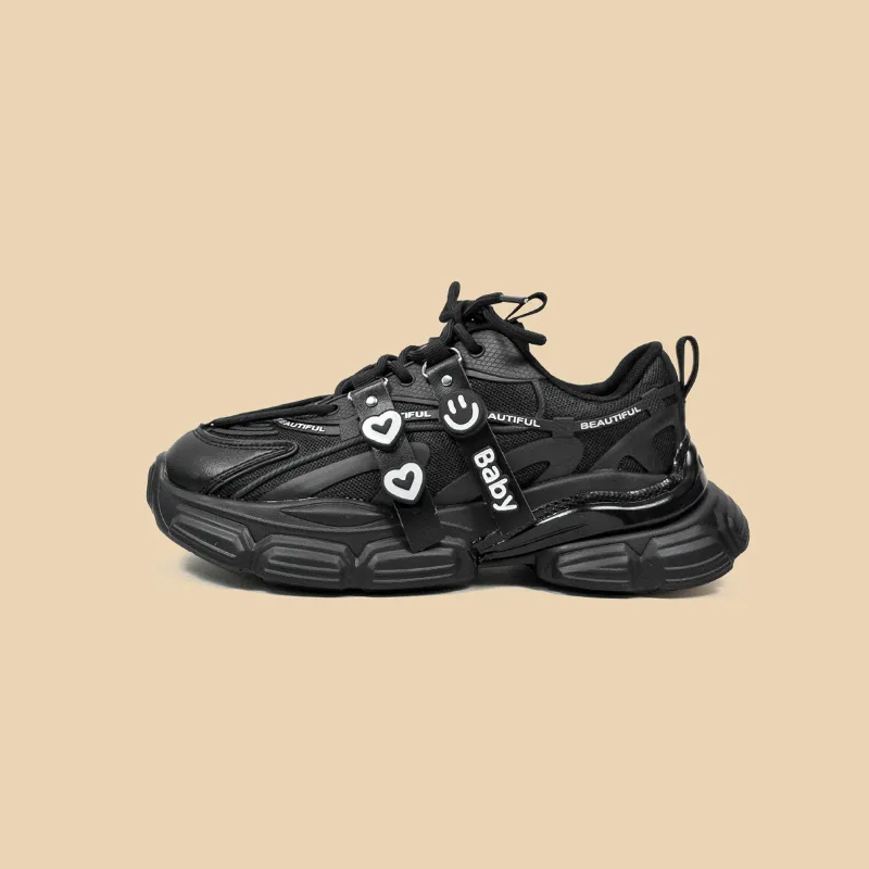 Black Daddy Shoes Women's Platform Sports Casual
