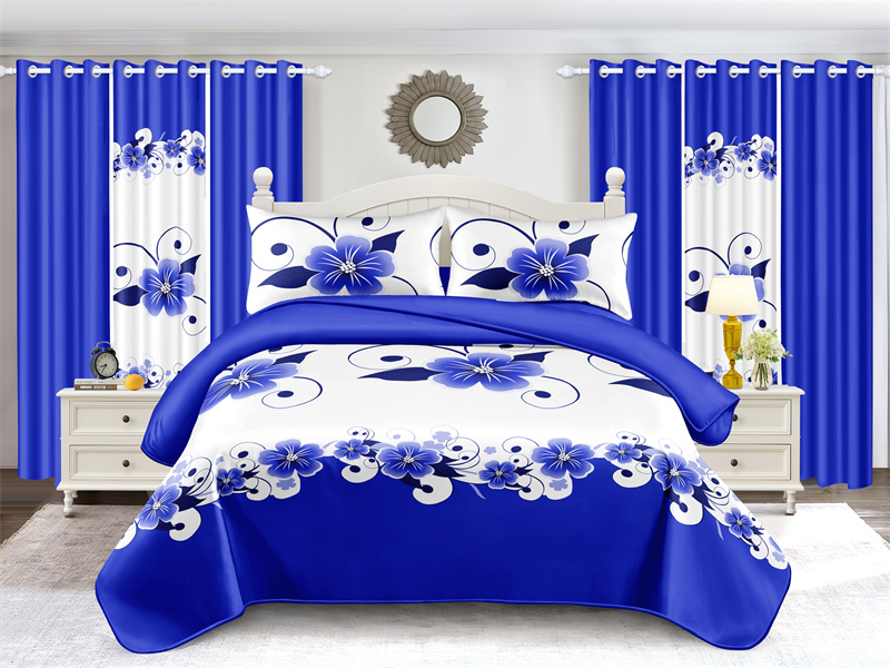 3 Piece Duvet Cover Set, US Designer Blue And White Floral Botanical Print High GSM Heavyweight Comforter Cover With Zipper Closure & Corner Ties, Pet-Friendly Microfiber Bedding — foto 2