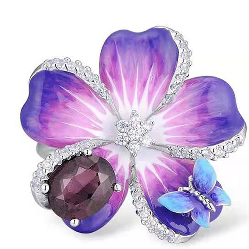 Flower Creative Personality Diamond Ring