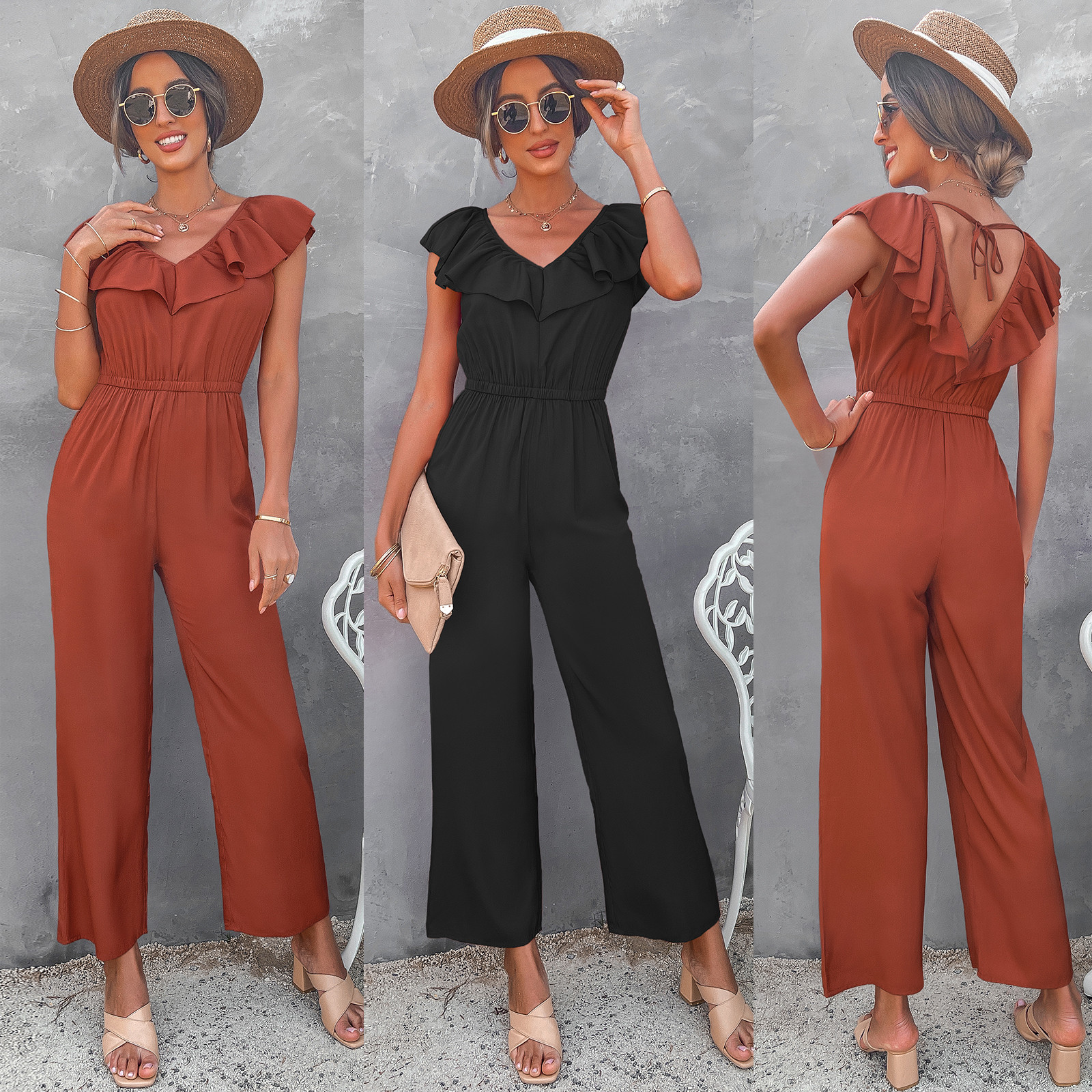 European And American Women's Fashion Slim Waist Jumpsuit