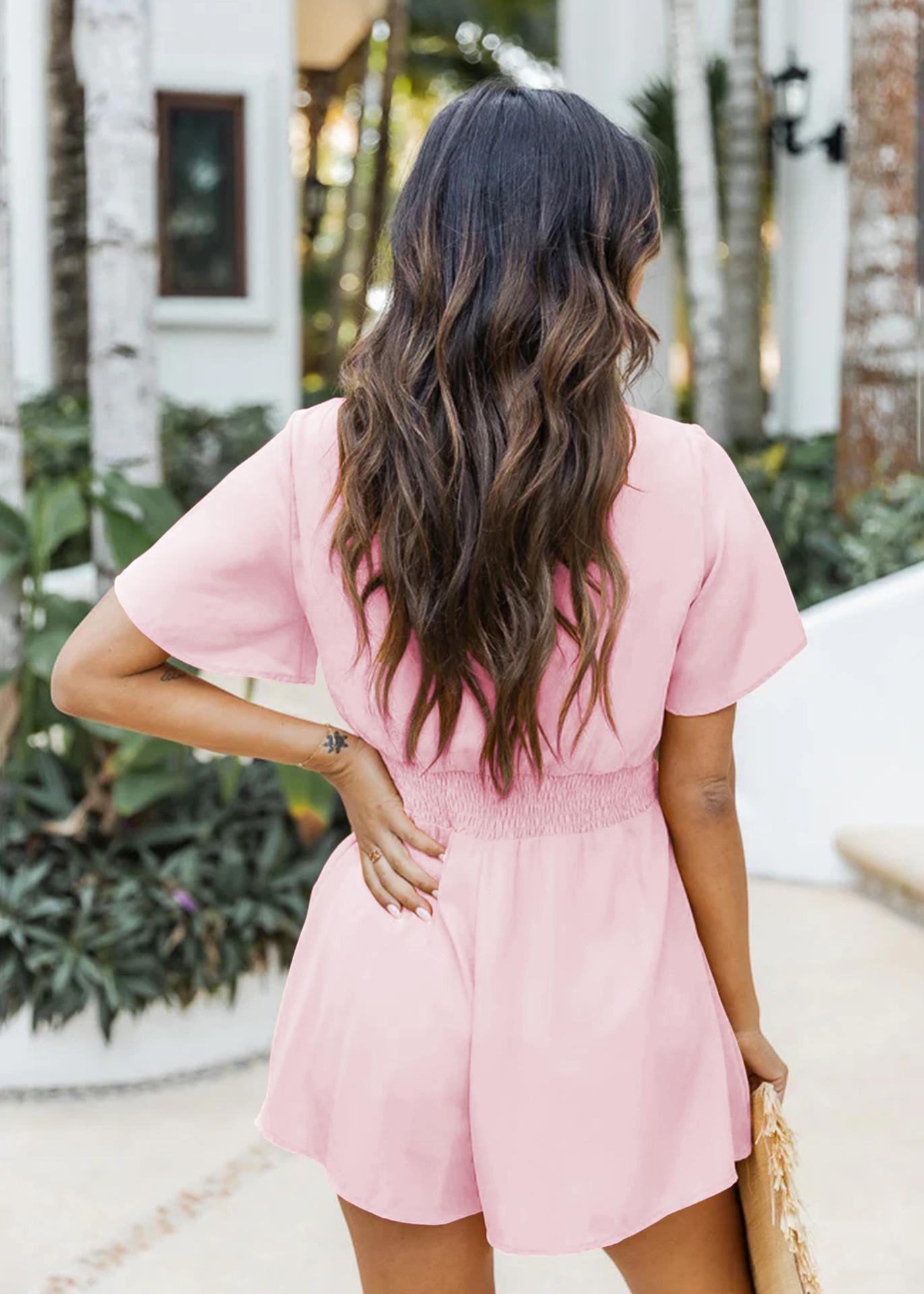 Women’s Tie V-neck Sexy Loose Fitting Jumpsuit