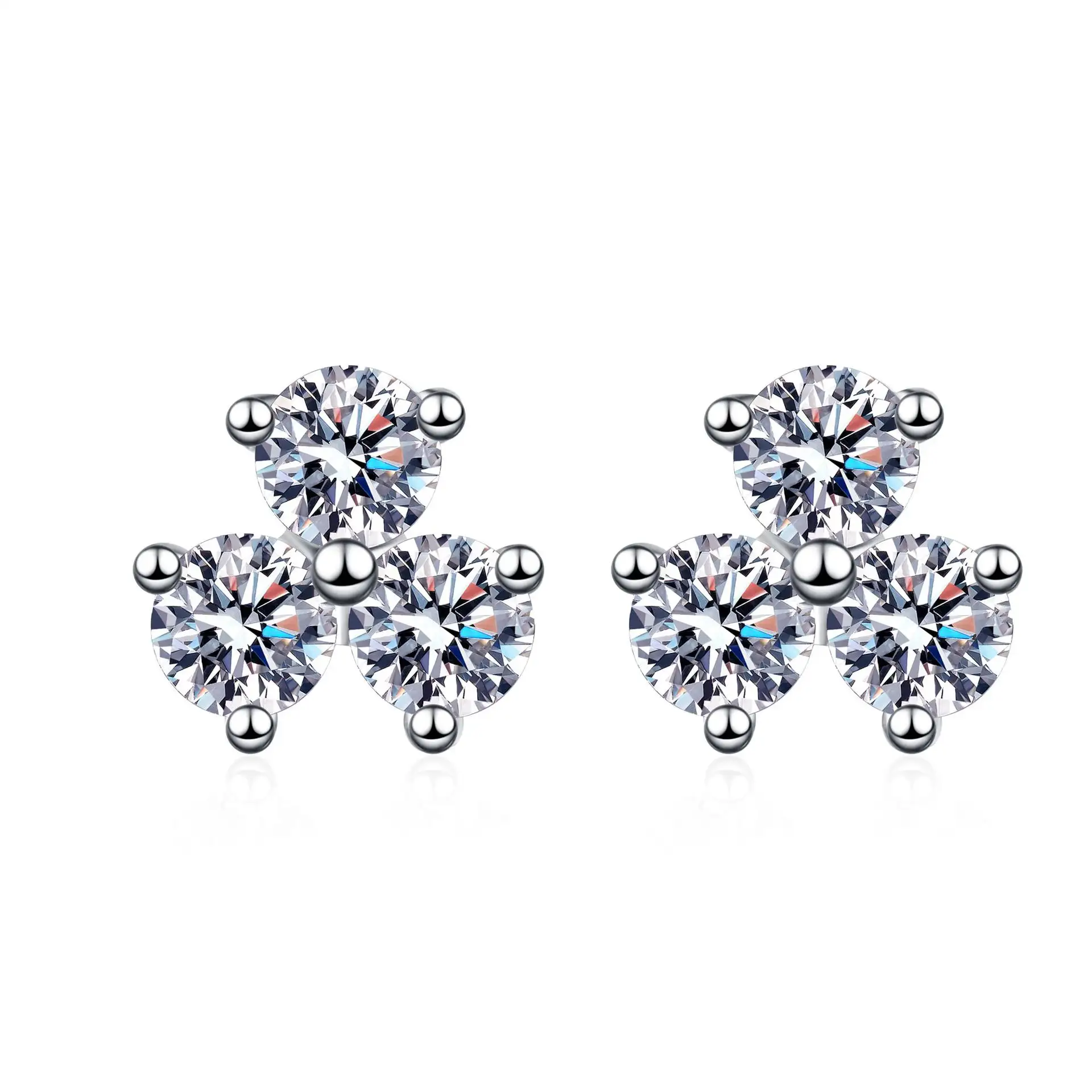 Sterling Silver Earrings Female Simple Models Clover