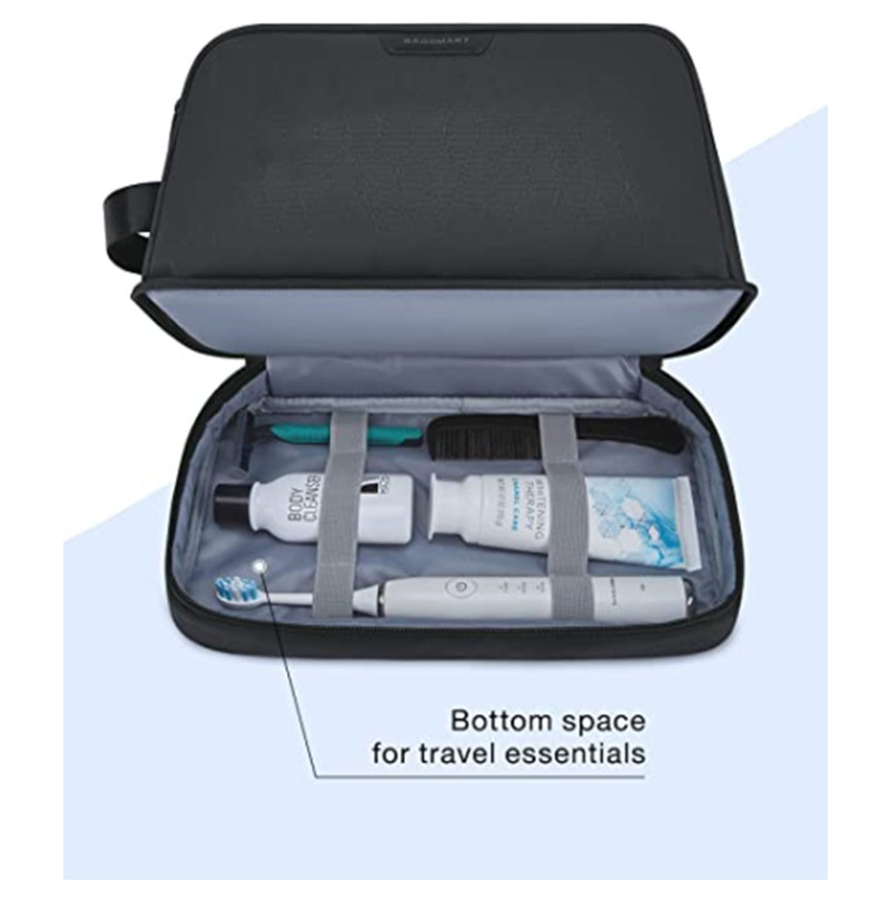 Travel Essentials Toiletry Bag opened showing compartments