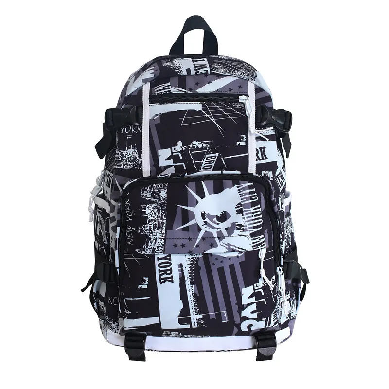 Graffiti High-capacity Backpack For Middle School Students - Black