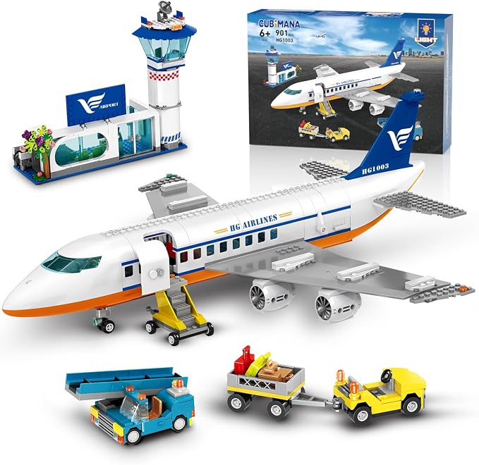 21-Inch Large Passenger Airplane Building Set With LED Lights