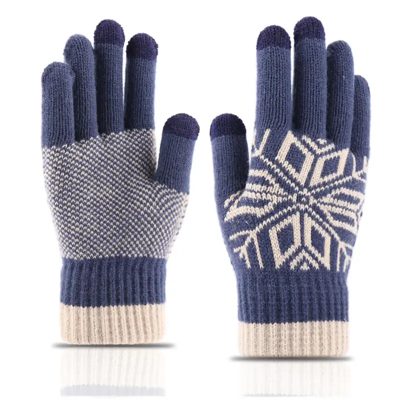 Winter Men's Warm Jacquard Padded Thickened Split Finger Knitted Wool