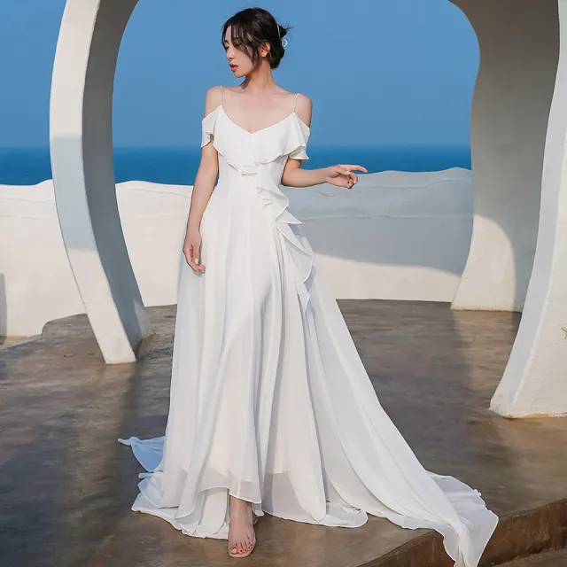White Chiffon Dress For Elegant Women White - Shop at LoveMi
