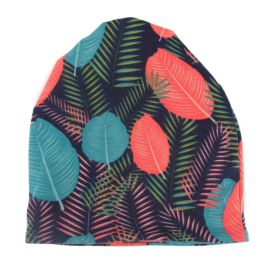 Leaf Print Pullover Cap Is Soft, Ultra-thin And Breathable - Navy Blue