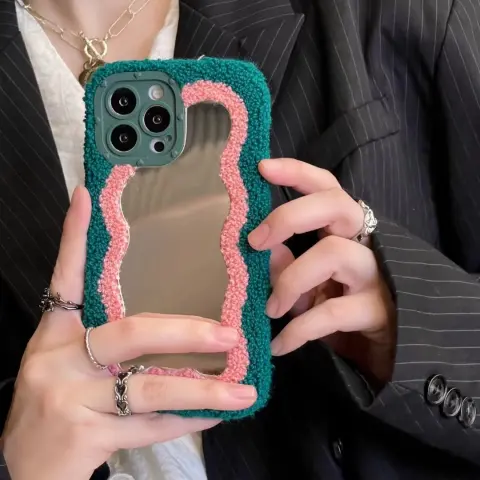 Plush Patch Mirror Mobile Phone Shell