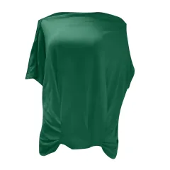 Women's Cross-border Loose Short-sleeved T-shirt With Irregular Shoulders - Green - View 1