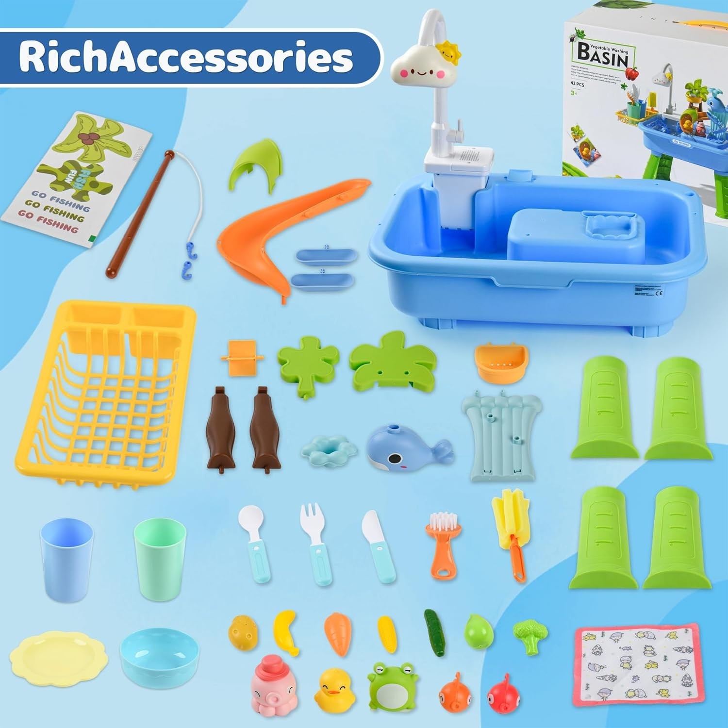 Upgraded Toddler Sand Water Table Toy Kids Fishing Fun Kitchen Play Sink UK — image 2