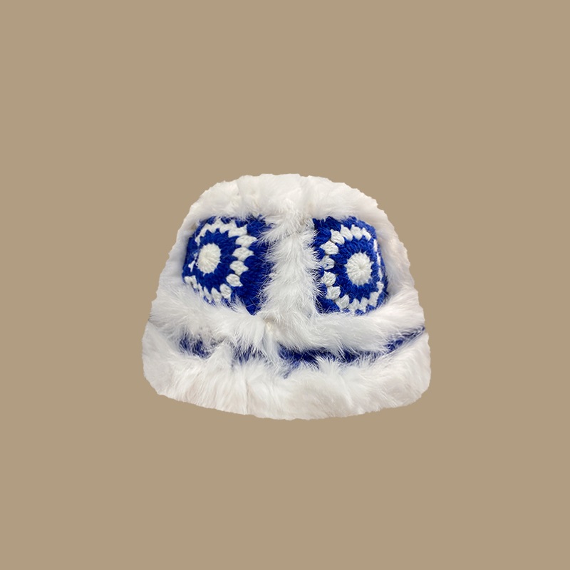 Autumn And Winter Warm Hand Knitted Wool Fisherman Hat Blue - Shop at LoveMi