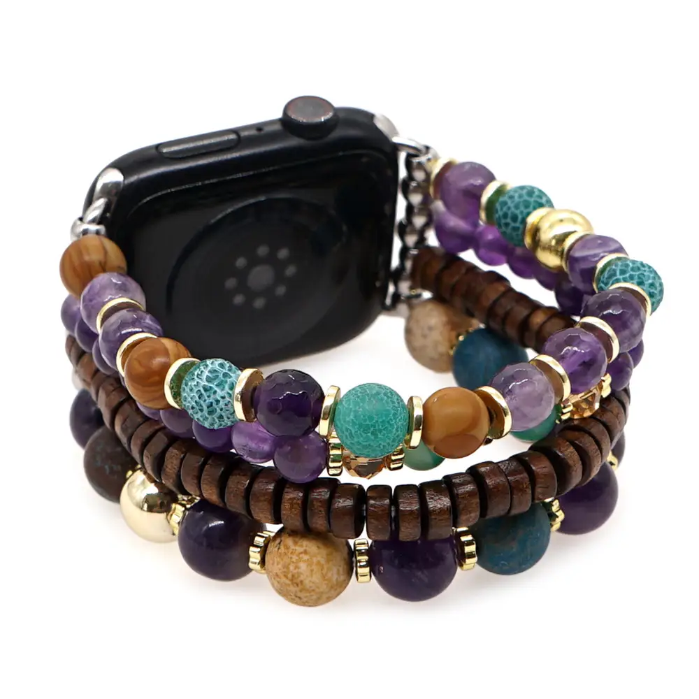 Amethyst Casual Fashion Gold Iron Gallstone Strap