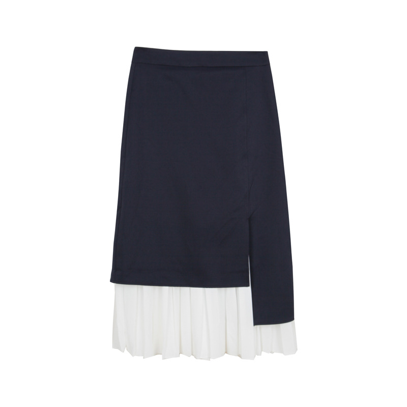 Irregular Design Pleated Skirt High Waist Mermaid Skirt Autumn Skirt Royal Blue - Shop at LoveMi