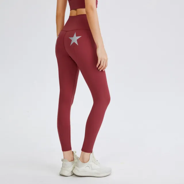 Women's Tight Elastic Hip lifting Yoga High waist Sports Quick drying Pants Wine Red - Shop at LoveMi