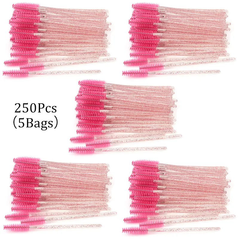 Disposable Eyelash Brush With Crystal Rod - Pink